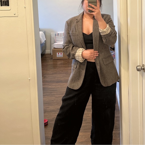 Gap Vintage Menswear Plaid Brown Oversized blazer - Picture 3 of 12